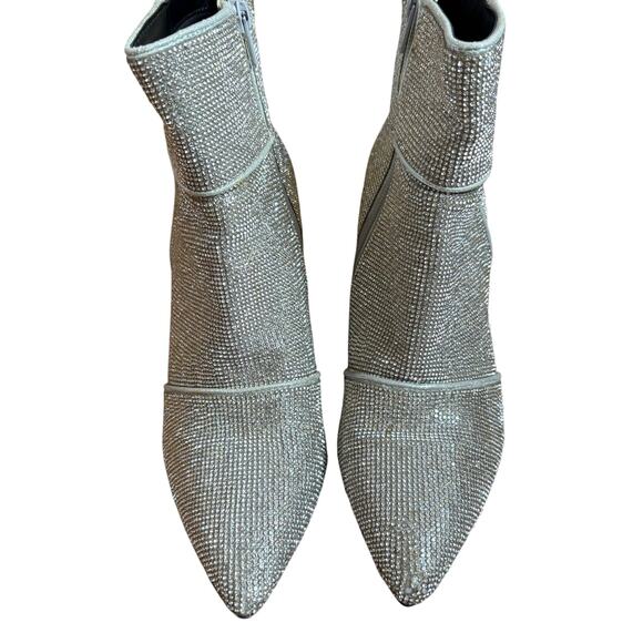 A New Day silver metallic studded jeweled heeled pointed toe booties SIZE 8 - Picture 2 of 10
